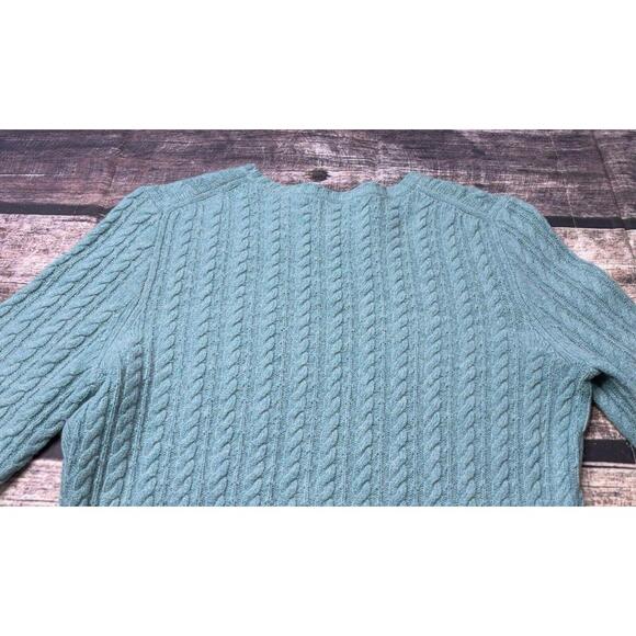 Express Sweater Women's Medium Cashmere Wool Angola Blend Cable Knit Blue - Picture 6 of 9